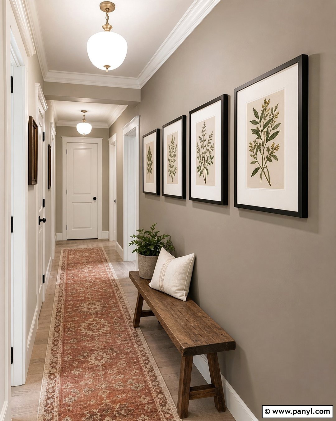Taupe Accent Wall In A Hallway - 30 Taupe Accent Wall Ideas