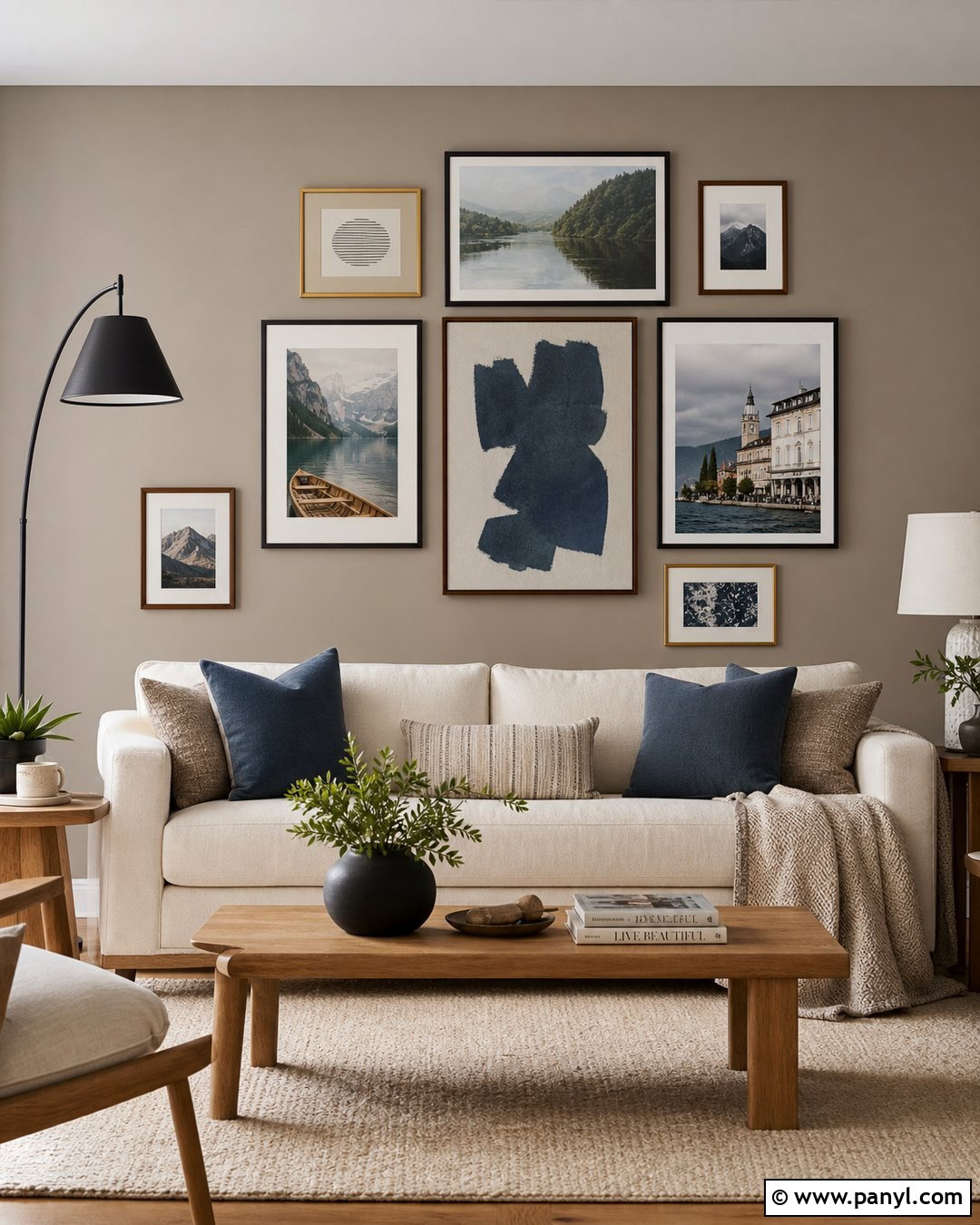 Taupe Accent Wall With A Gallery Wall - 30 Taupe Accent Wall Ideas