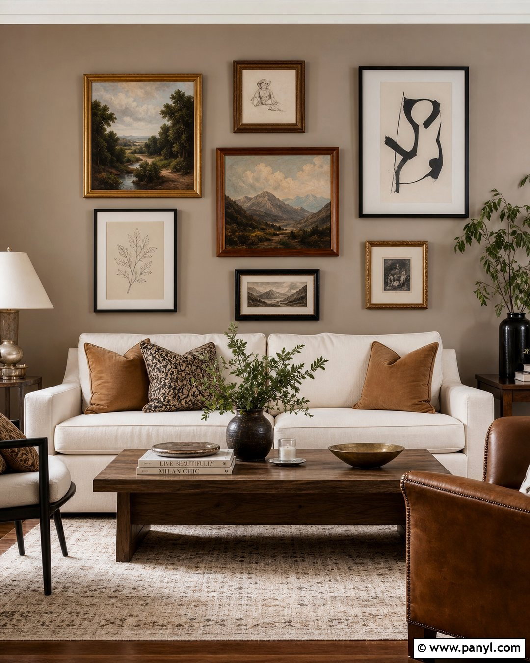Taupe Accent Wall With Gallery Wall - 25 Taupe Accent Wall Living Room Ideas