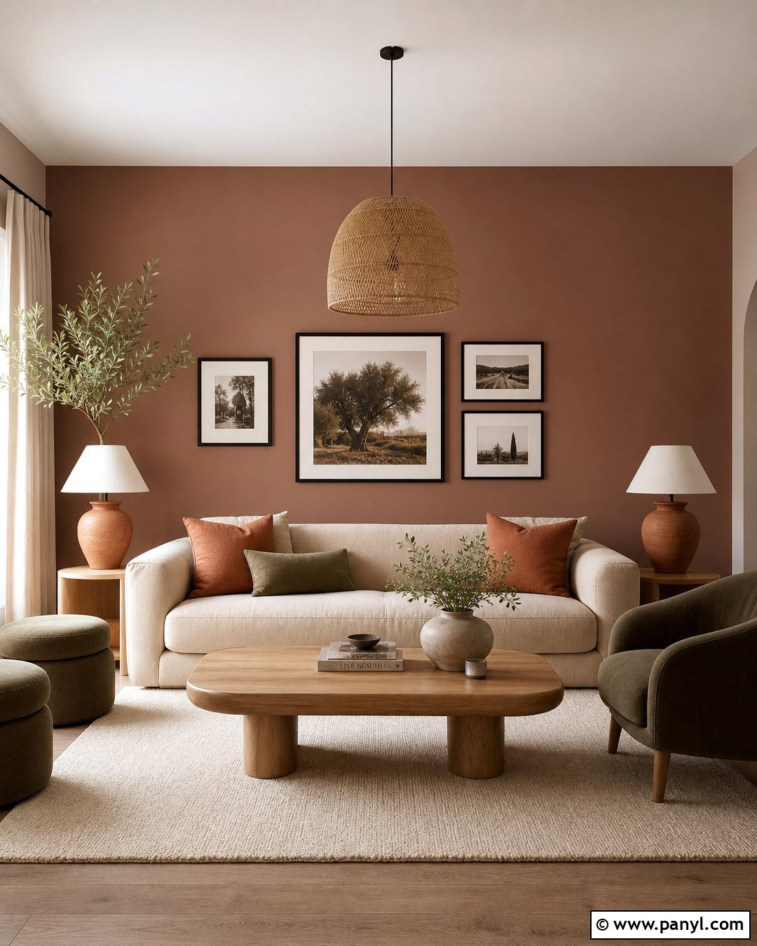 Taupe Accent Wall With Terracotta Decor - 30 Taupe Accent Wall Ideas