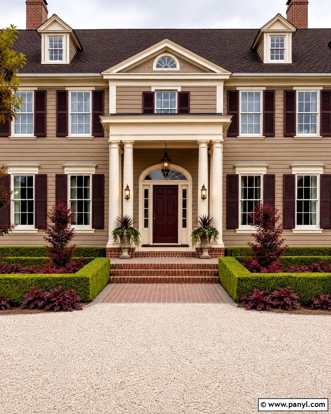 Taupe And Burgundy Outer Wall - 20 outer wall colour combination ideas