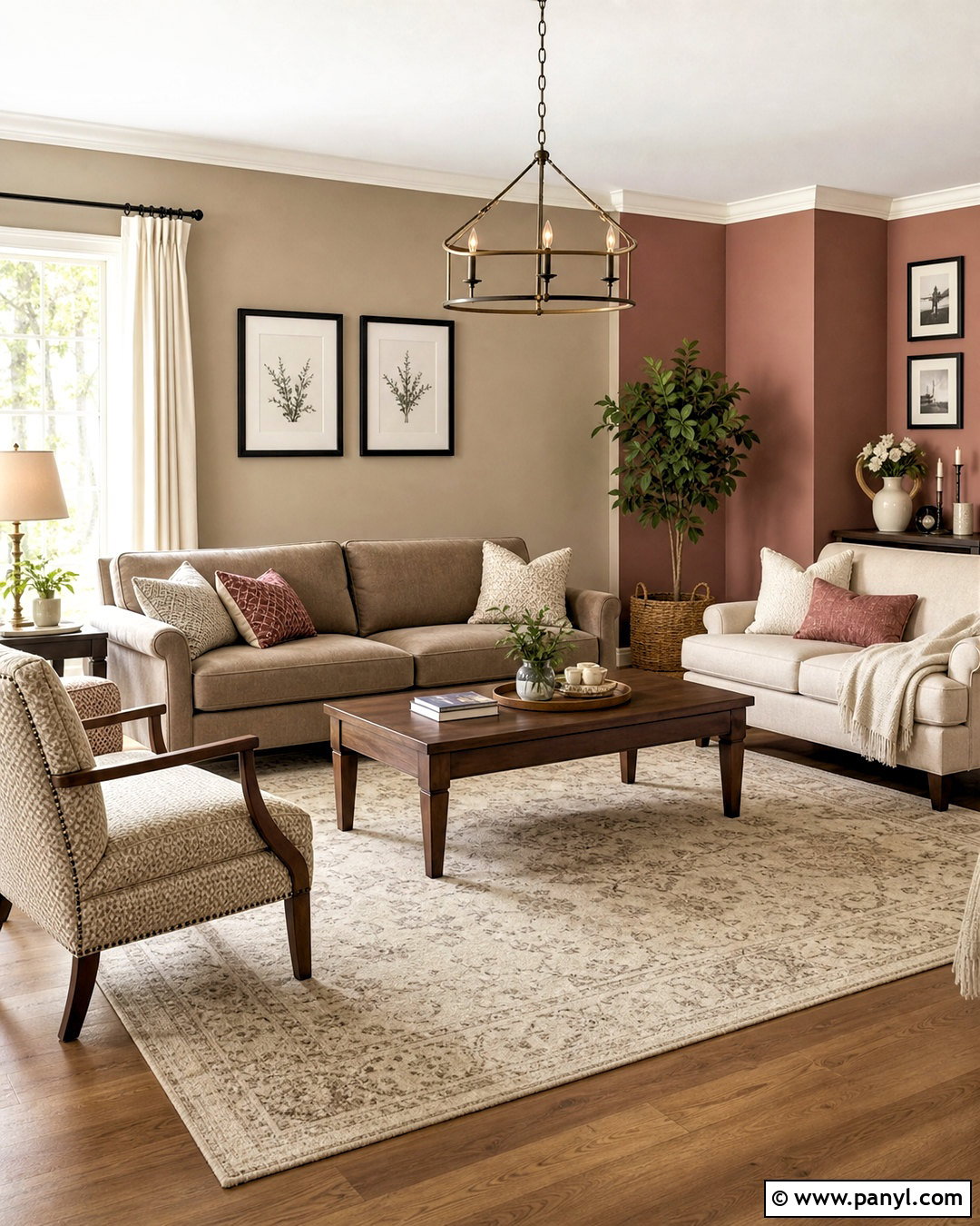 Taupe And Dusty Rose Two Tone Living Room Walls - 20 two tone living room walls