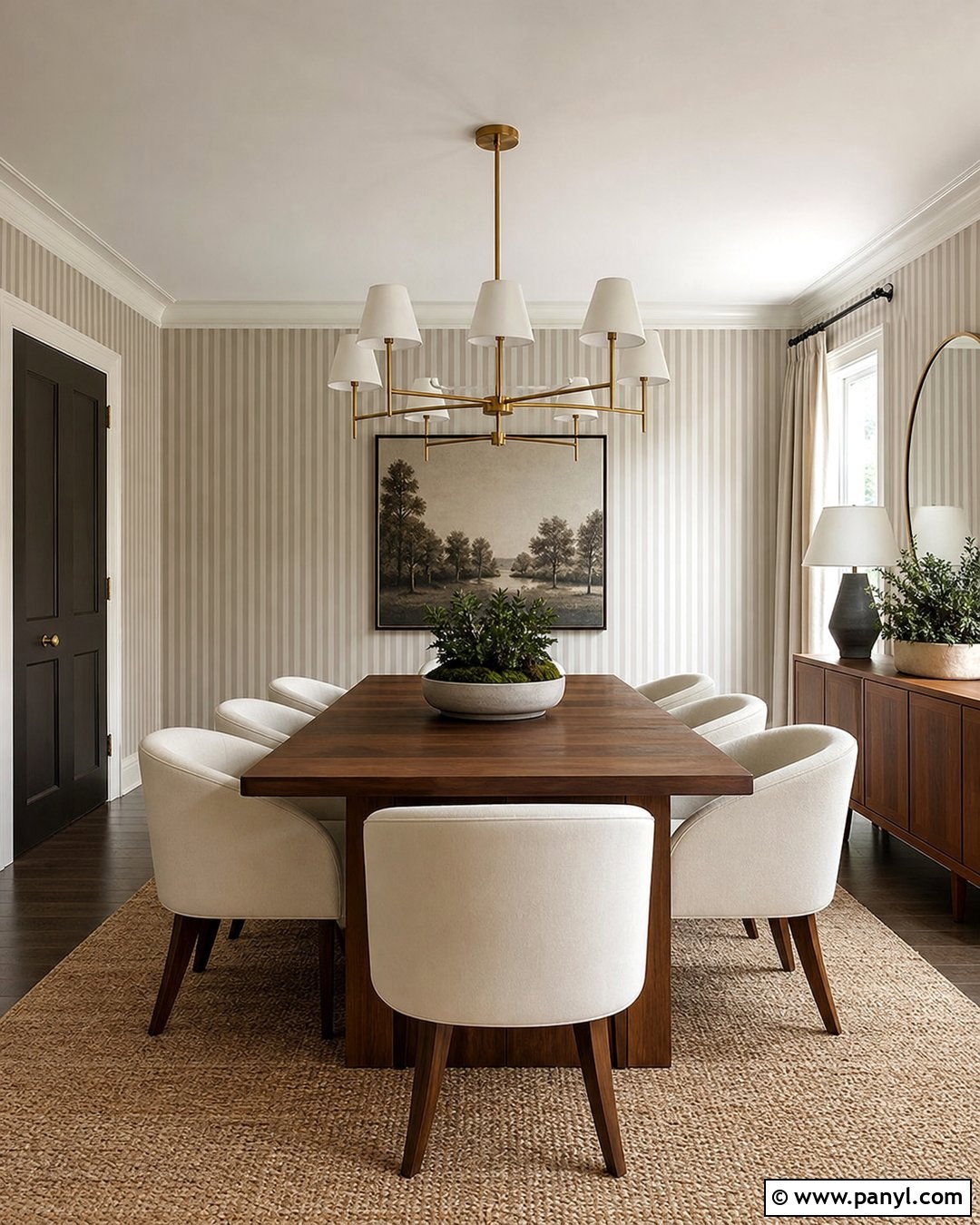 Taupe And Ivory Pinstripe Walls - 20 Neutral Color Wall Stripes