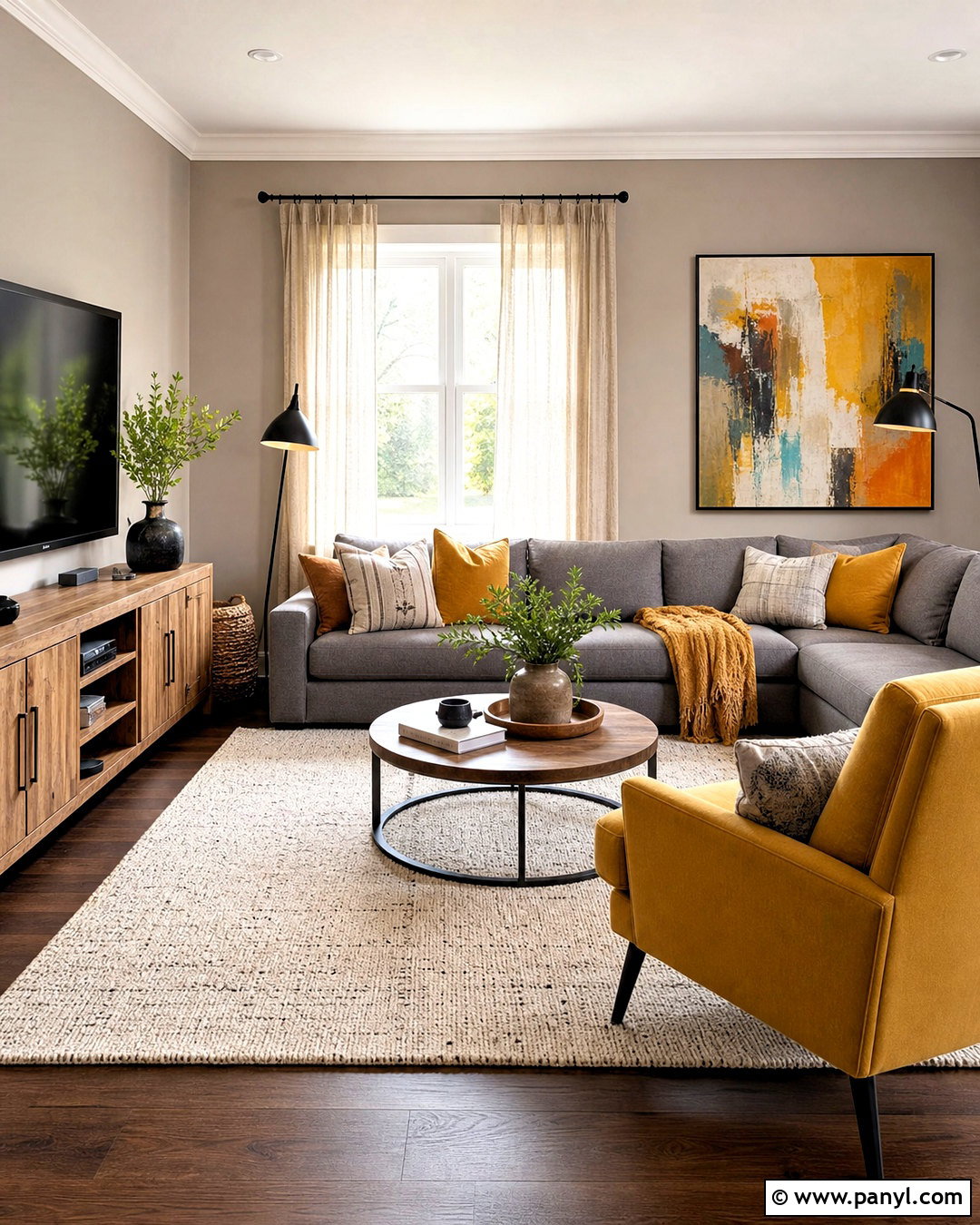 Taupe And Mustard Yellow Family Room - 20 taupe color schemes