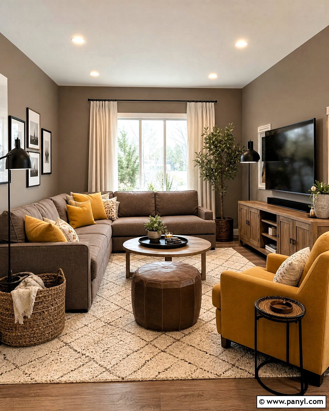 Taupe And Mustard Yellow Family Room - 20 taupe color palette ideas