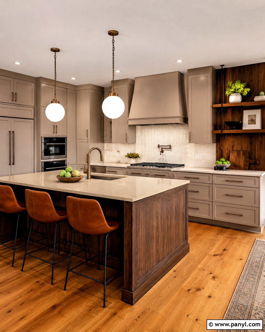 Taupe And Walnut Kitchen - 20 kitchen color themes