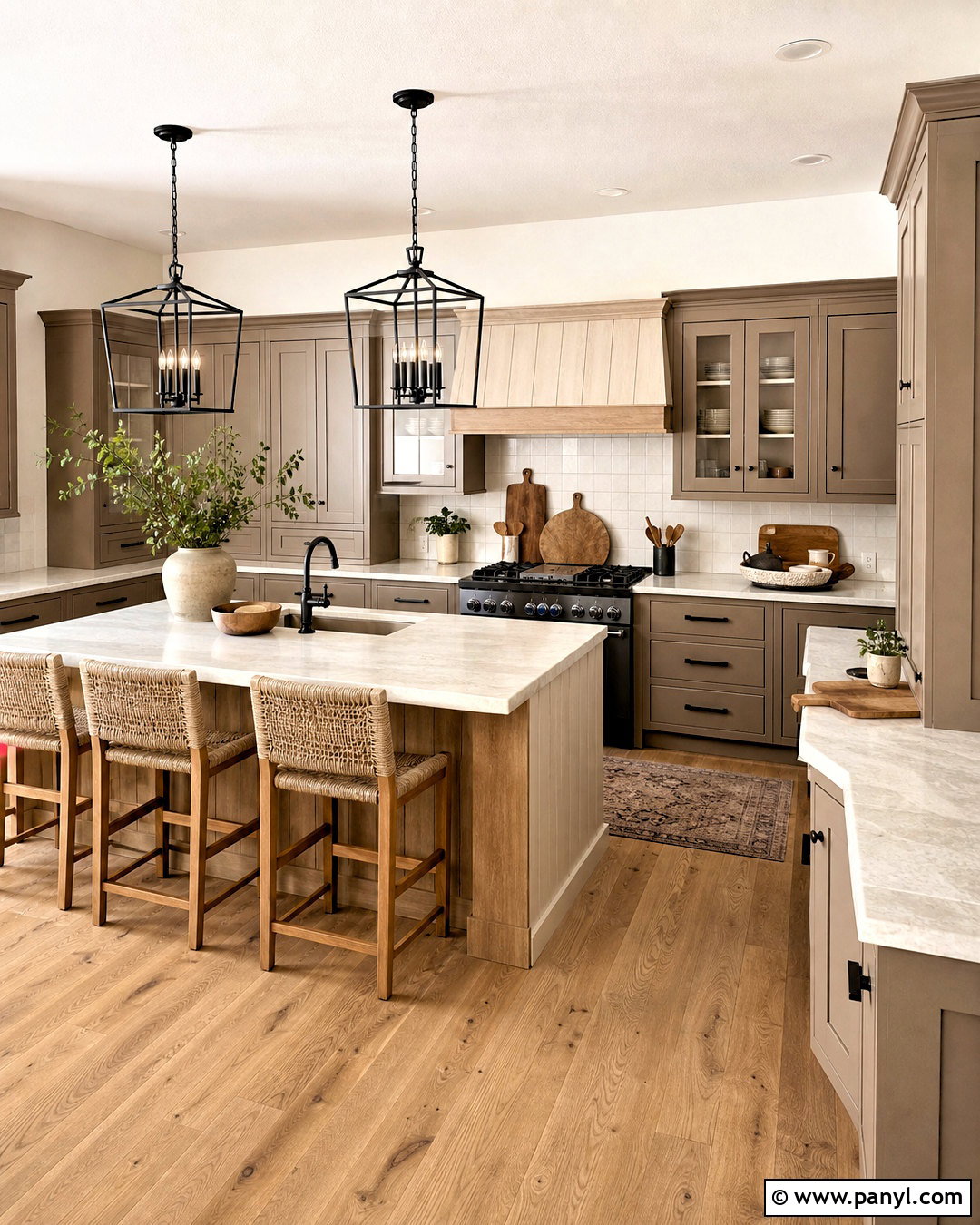 Taupe And White Oak Farmhouse Kitchen - 20 farmhouse kitchen color scheme ideas