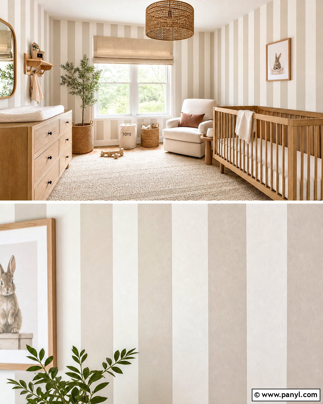 Taupe And White Vertical Striped Nursery - 20 striped walls vertical ideas