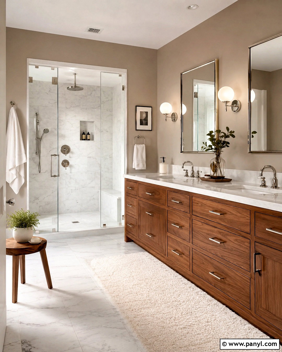 Taupe Bathroom Walls With White Marble - 35 Taupe Wall Color Ideas