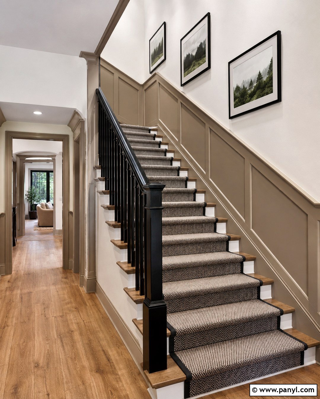 Taupe Board And Batten Stairway - 20 Board And Batten Color Ideas Accent Wall Ideas