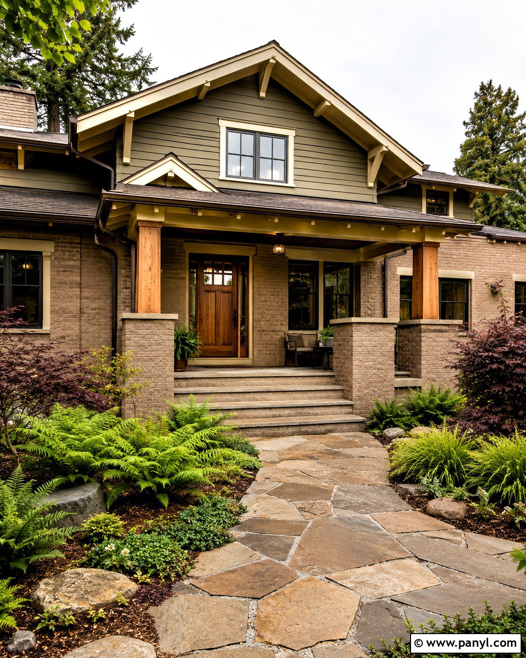 Taupe Brick Stain Craftsman House - 20 brick stain exterior before and after ideas