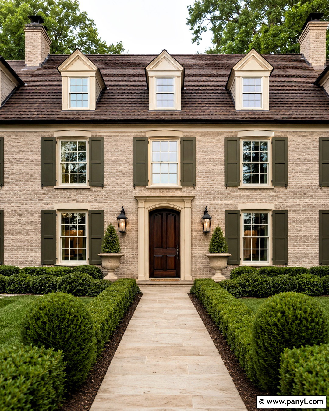 Taupe Brick Stain With Cream Trim - 20 brick stain exterior before and after ideas