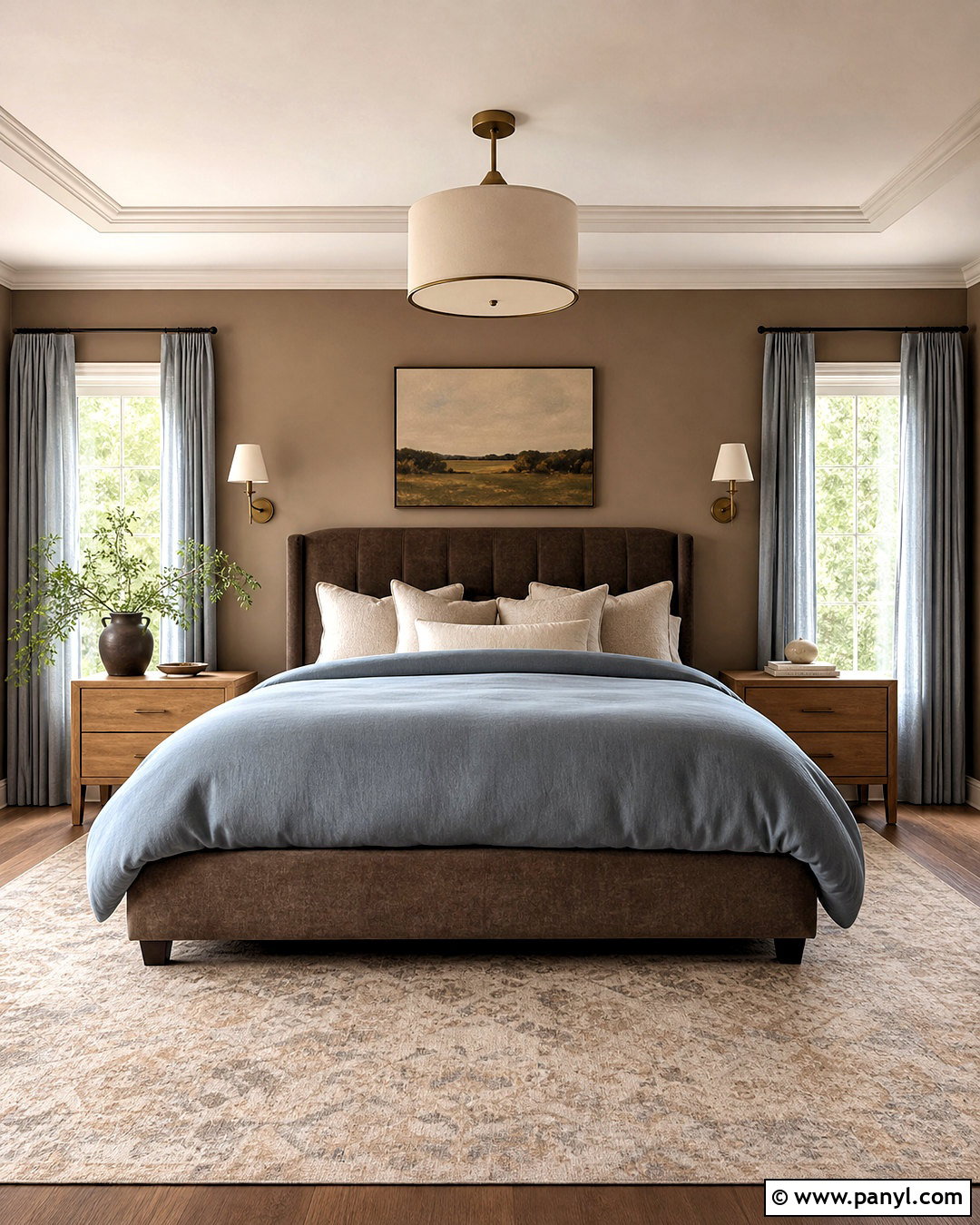 Taupe Brown And Dusty Blue Bedroom - 20 brown color palette ideas