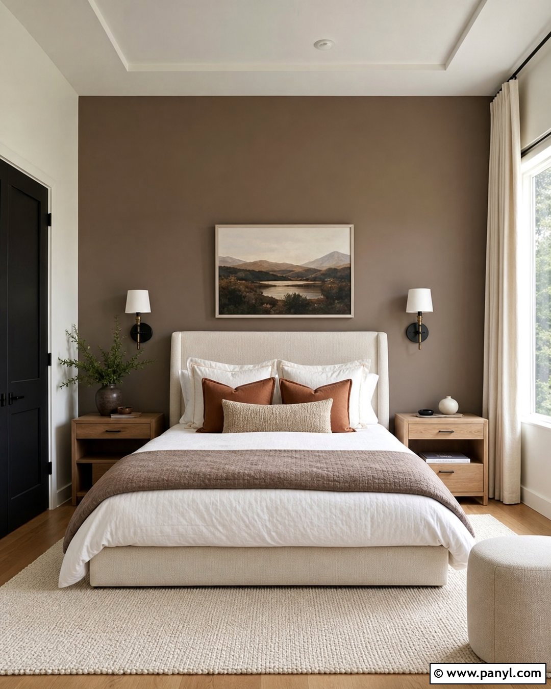 Taupe Brown Bedroom Feature Wall - 35 Brown Feature Wall Ideas