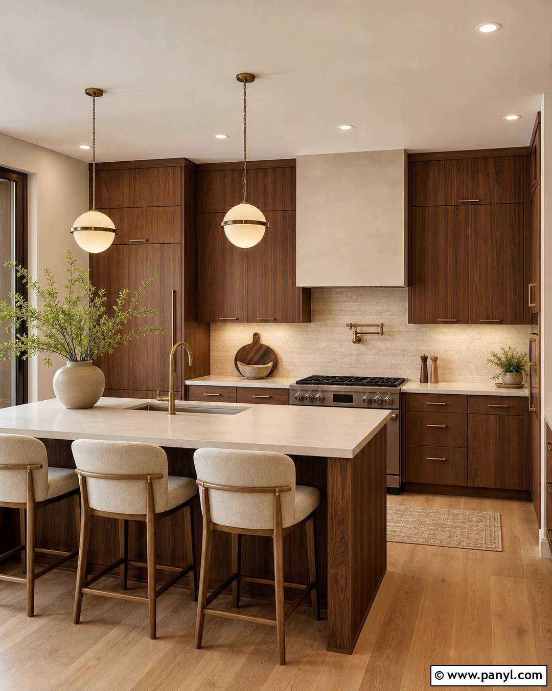 Taupe Brown Kitchen Walls With Walnut Cabinets - 20 Modern Kitchen With Brown Walls