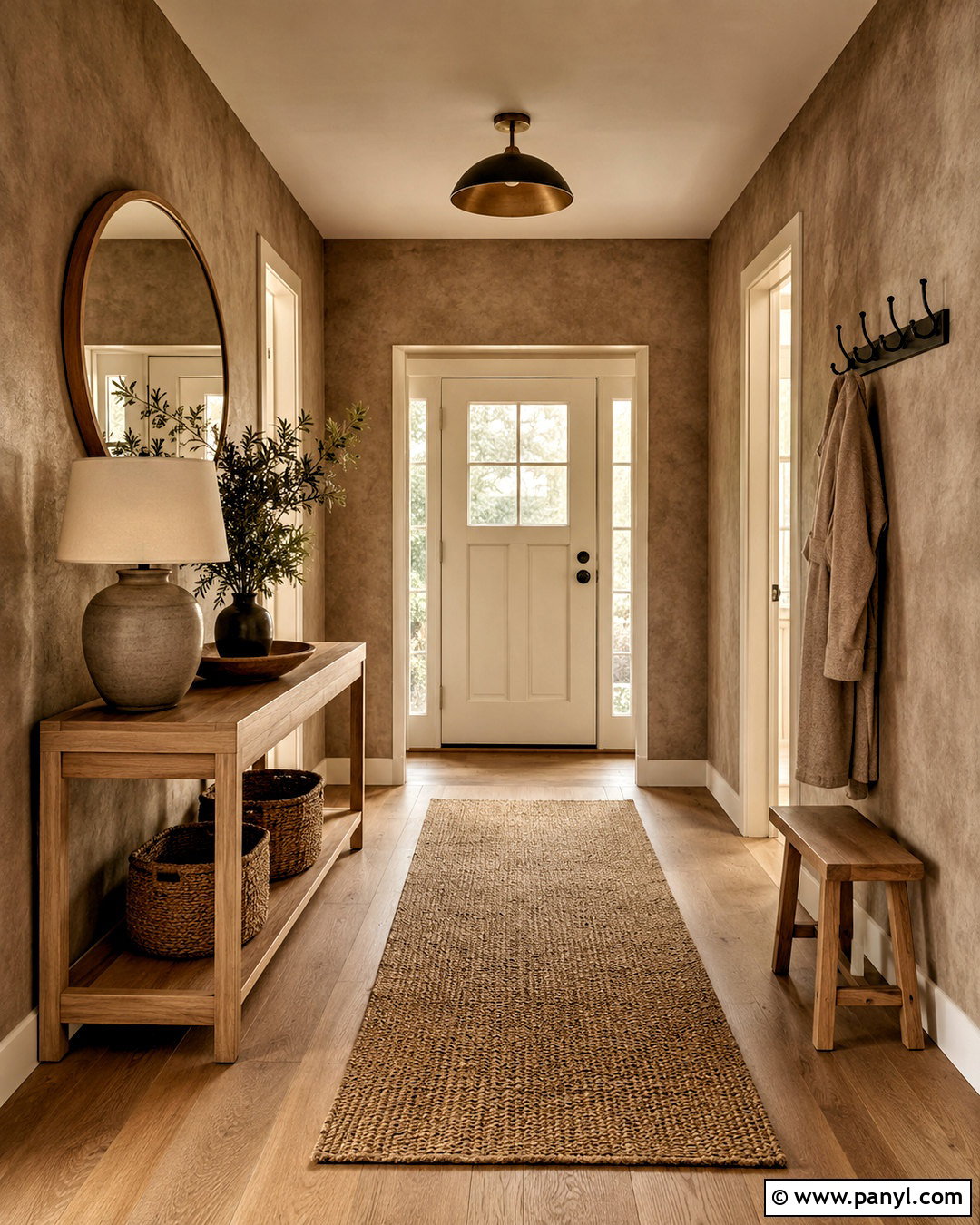 Taupe Brown Limewash Entryway - 20 brown limewash wall ideas