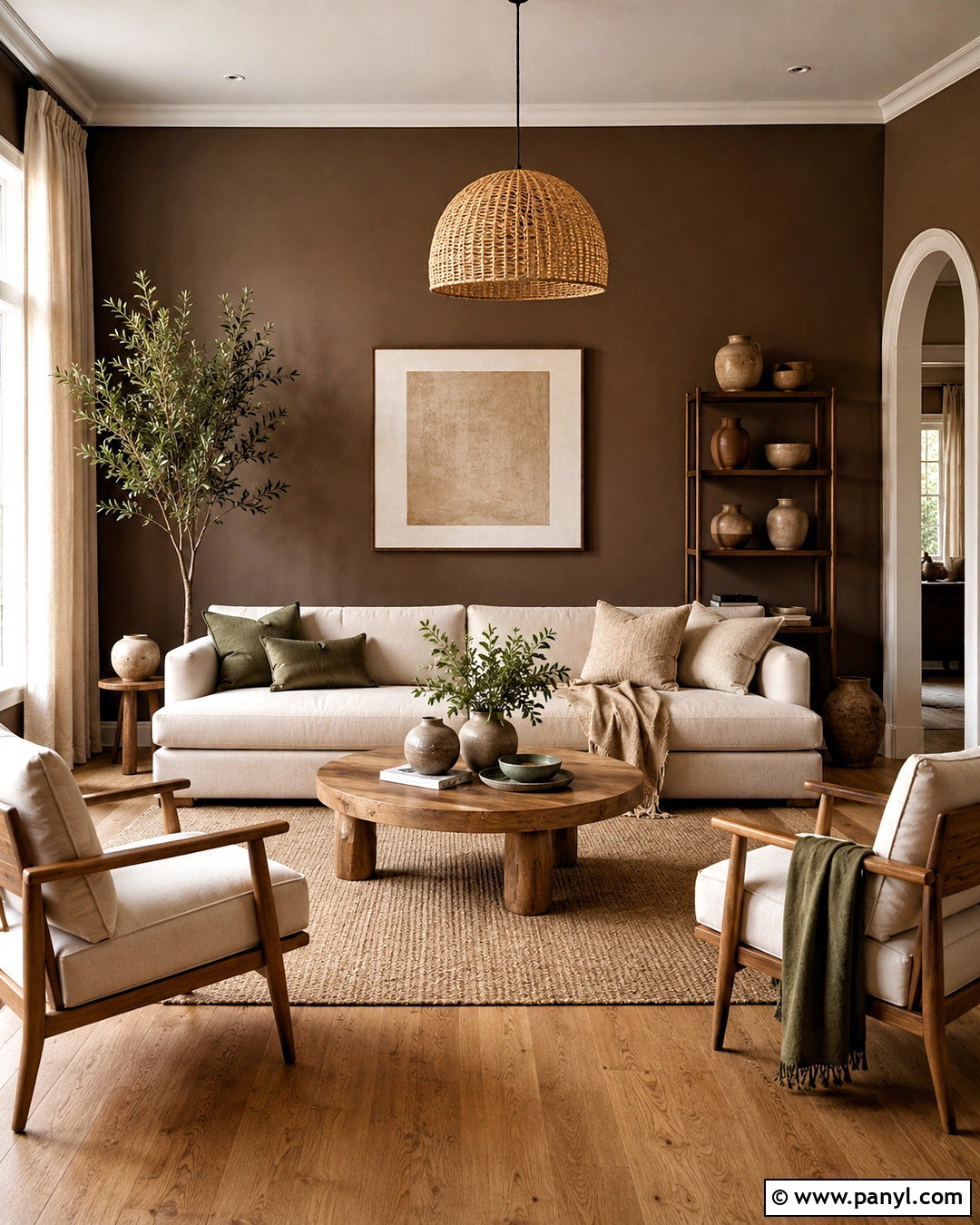 Taupe Brown Living Room Walls With Natural Wood - 20 brown living room walls