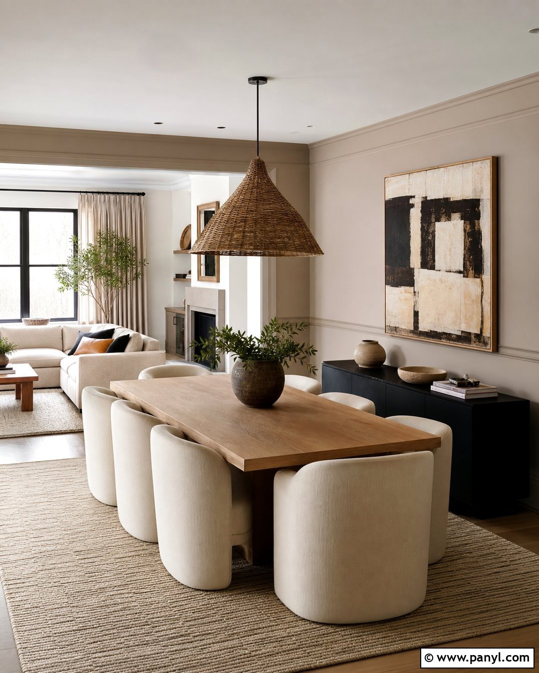 Taupe Chair Rail In An Open Dining Area - 20 Chair Rail Same Color As Wall Ideas