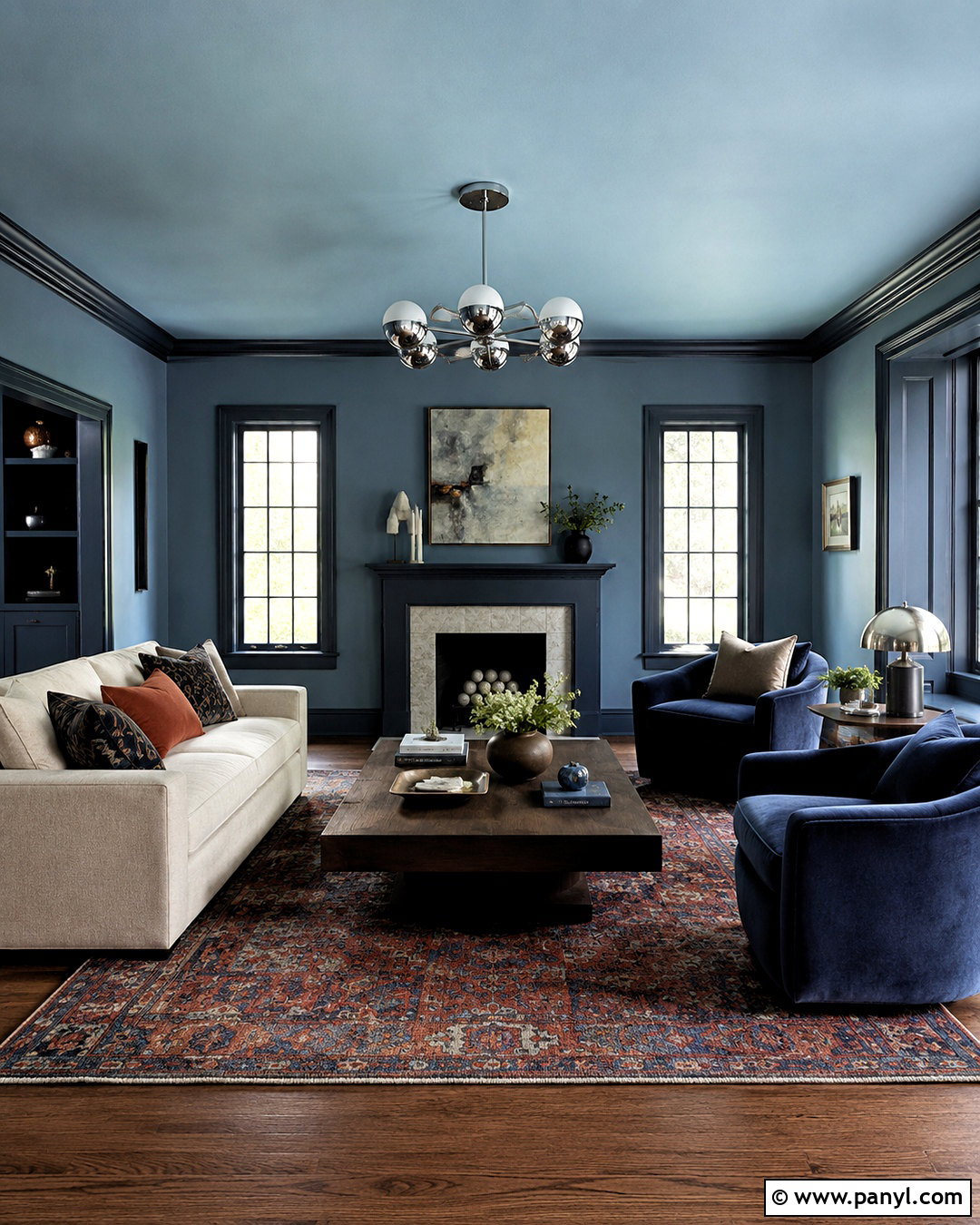 Taupe Color-Drenched Ceiling - 20 painted ceiling ideas living room ideas