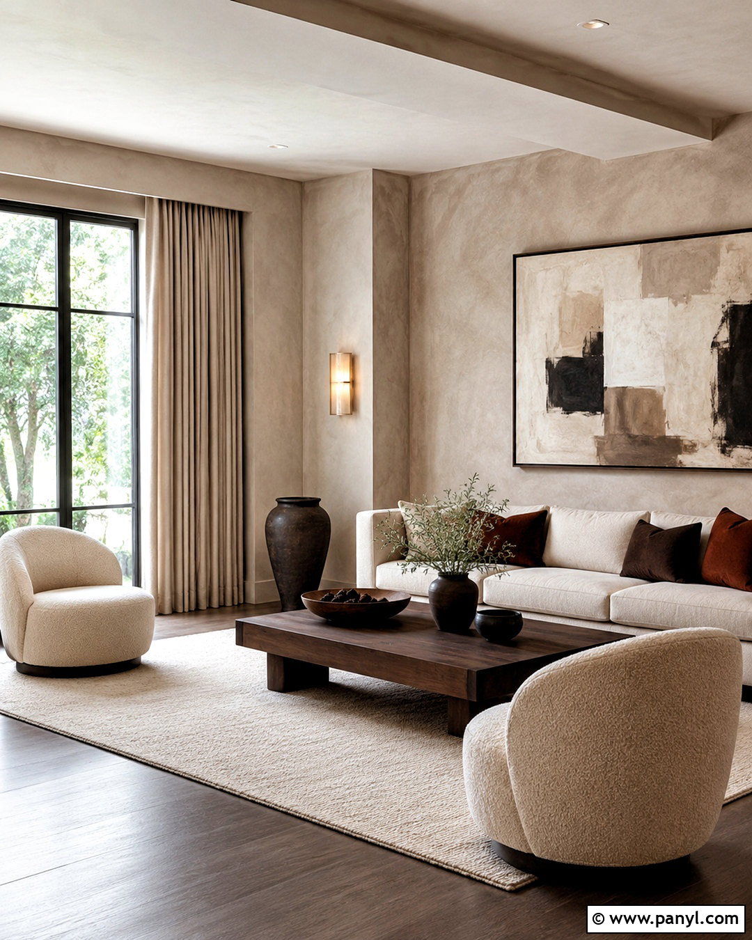 Taupe Color Washed Walls In A Living Room - 20 color washing walls