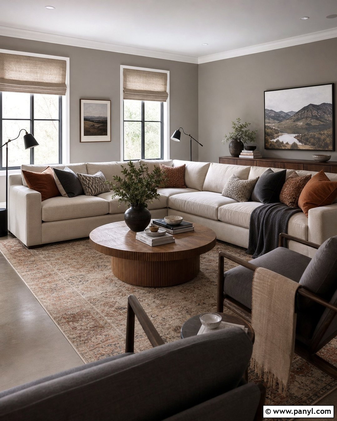 Taupe Concrete Family Room - 20 Paint Color That Looks Like Concrete Ideas