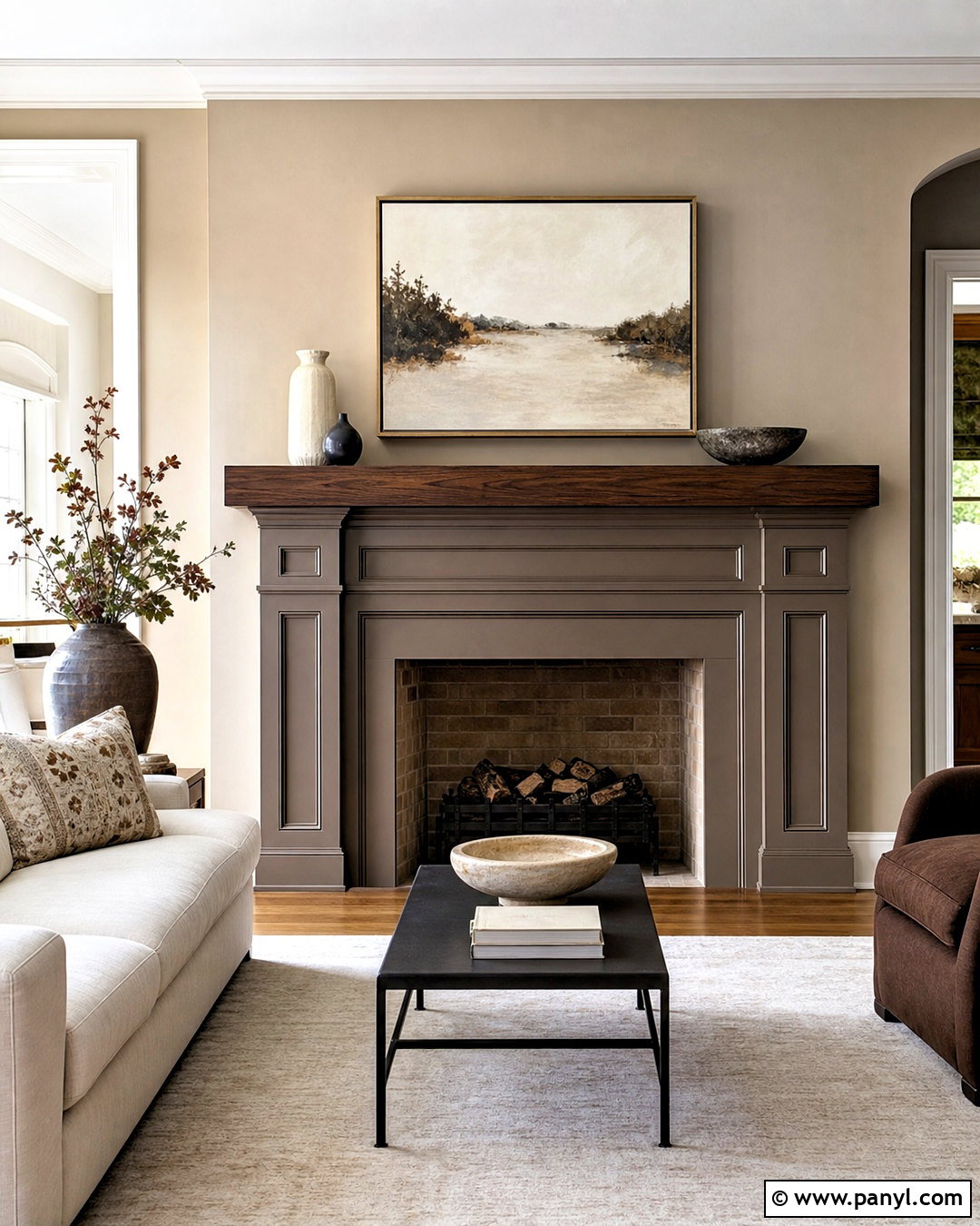 Taupe Fireplace - 20 fireplace painting ideas