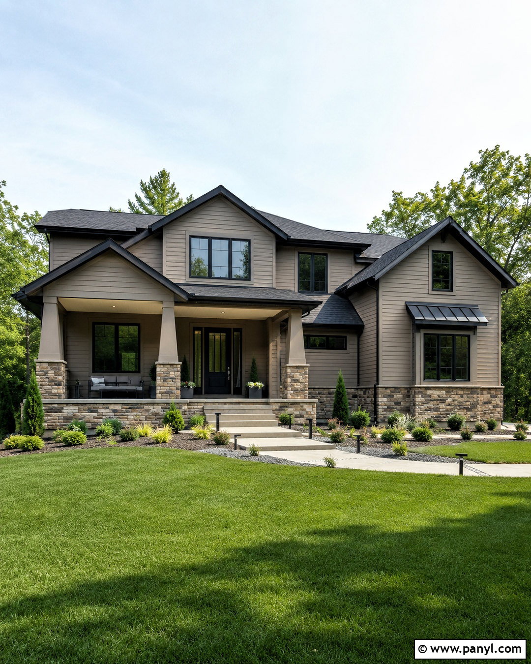 Taupe House With Black Accents - 20 outside house colour ideas