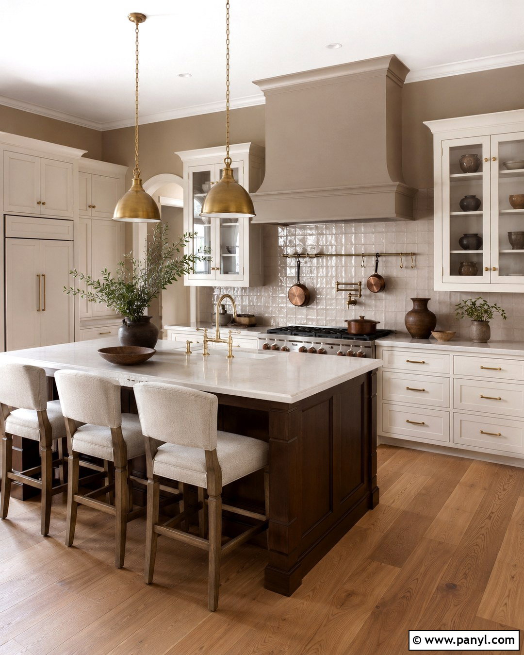Taupe Kitchen Walls With Brass Accents - 20 Taupe Color Kitchen Walls