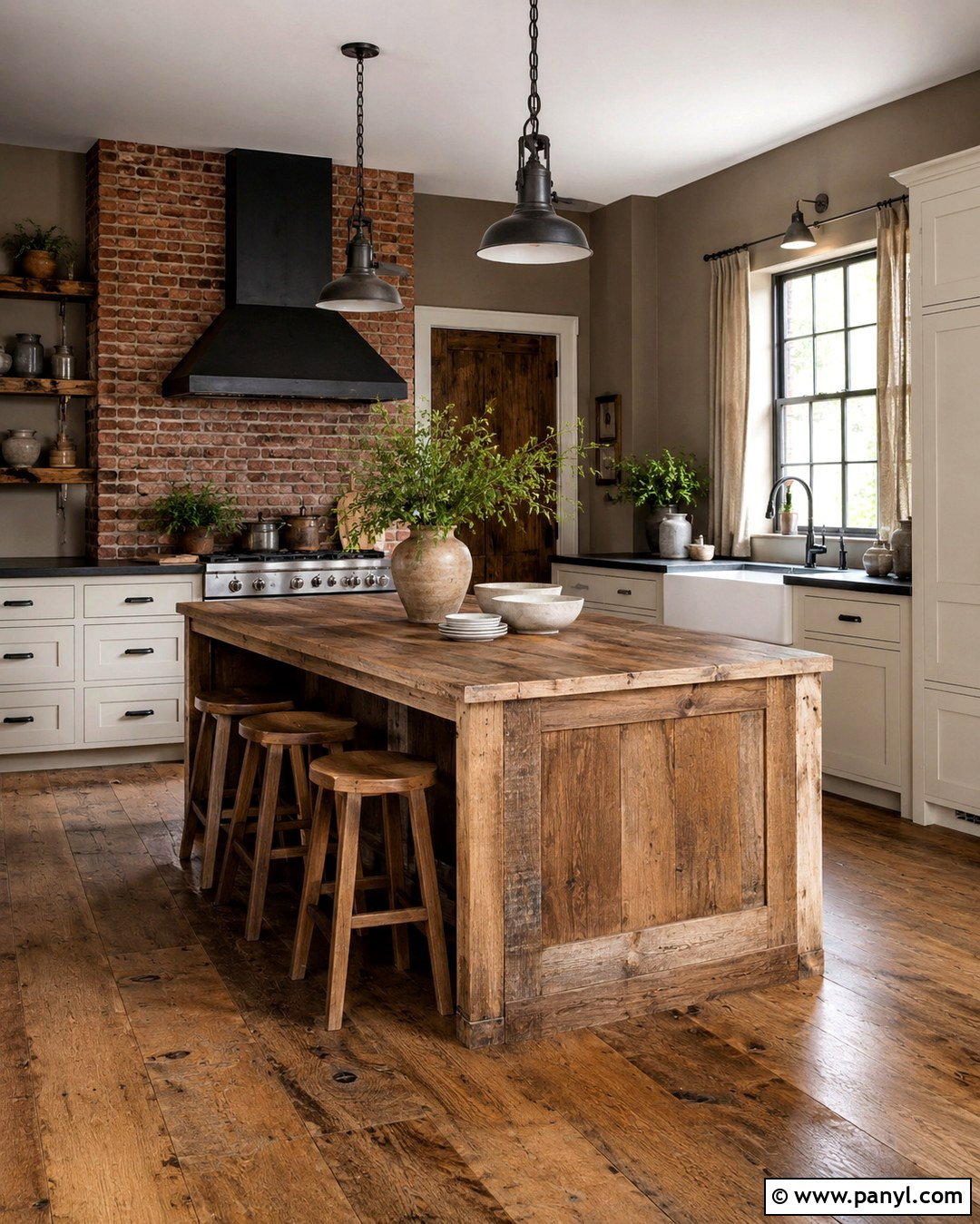 Taupe Kitchen Walls With Brick Backsplash - 20 Taupe Color Kitchen Walls