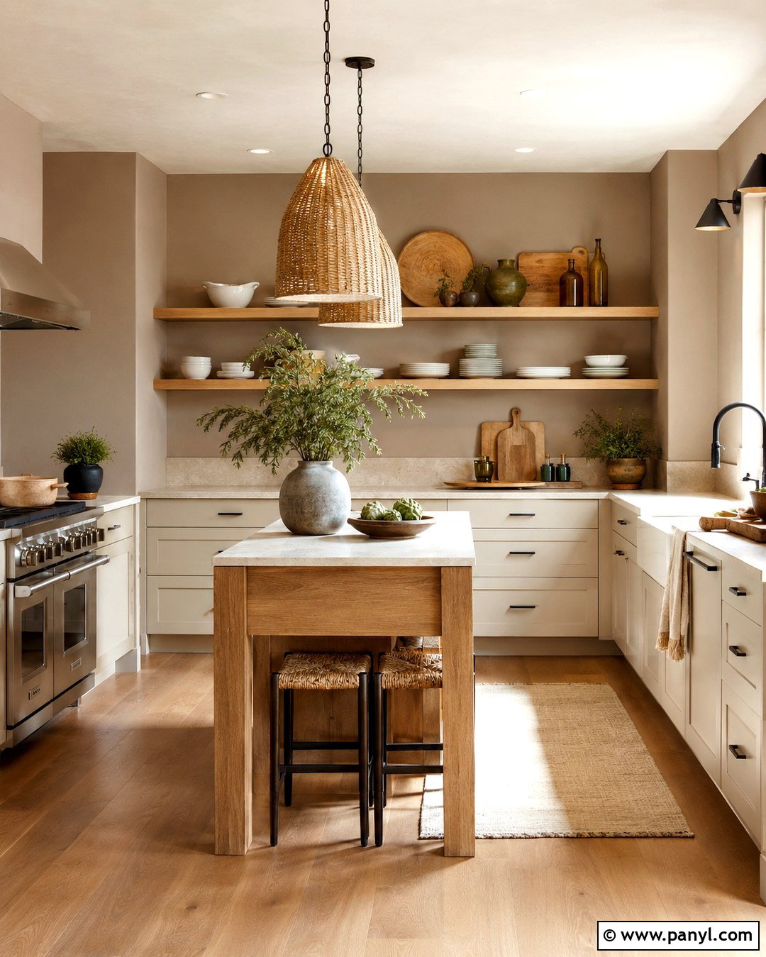 Taupe Kitchen Walls With Open Shelving - 20 Taupe Color Kitchen Walls