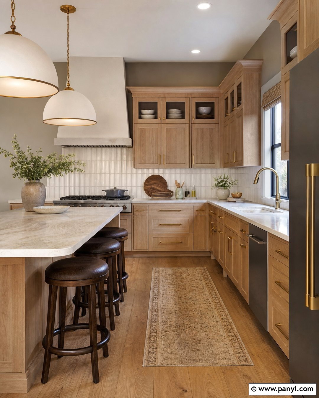 Taupe Kitchen Walls With White Oak Cabinets - 25 Kitchen Wall Color With Natural Wood Cabinet Ideas