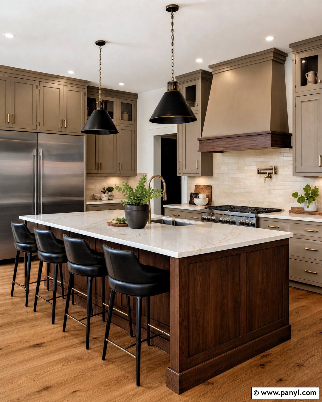Taupe Kitchen With Dark Wood Accents - 20 warm neutral kitchen ideas