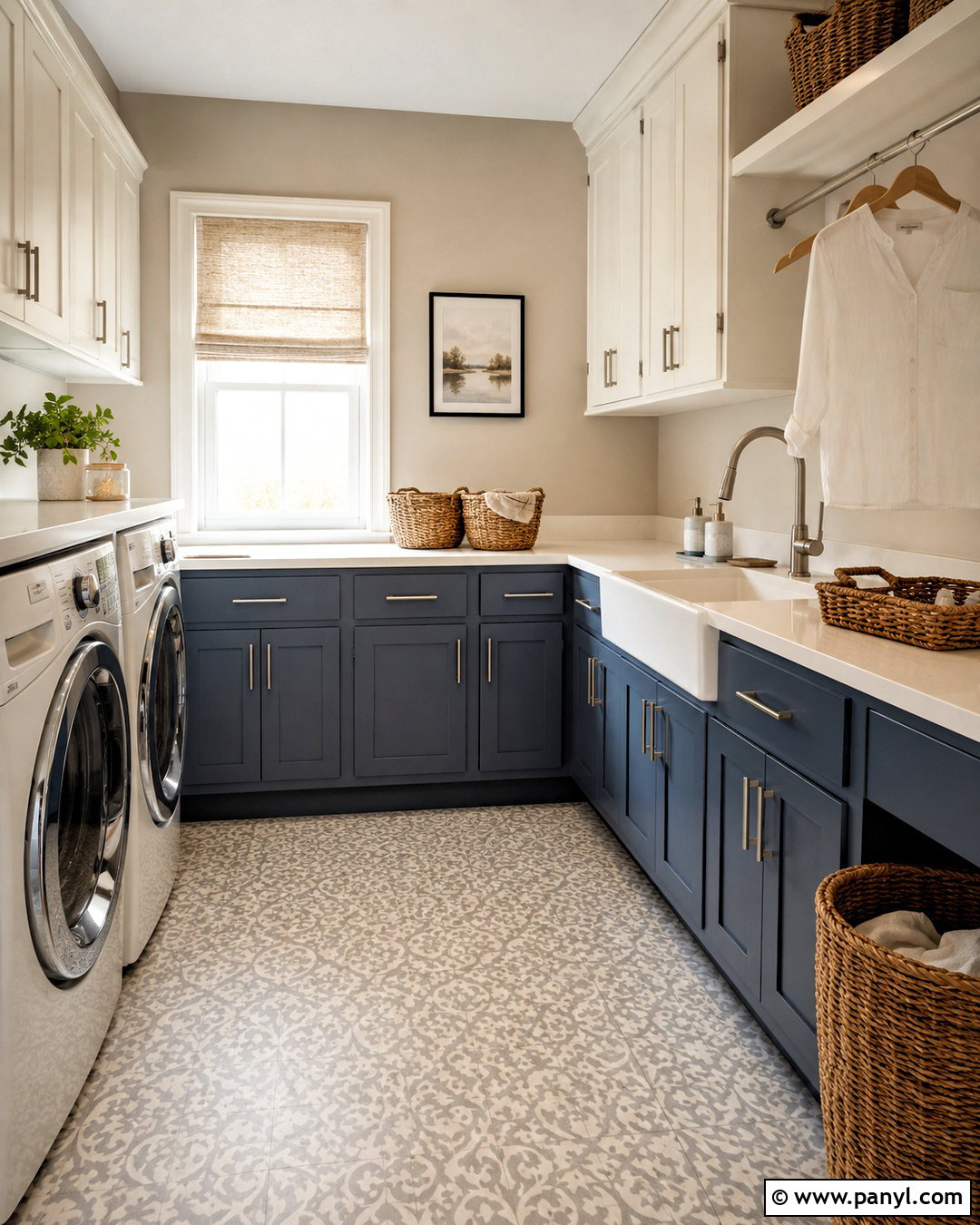 Taupe Laundry Room Walls With Blue Cabinets - 35 Taupe Wall Color Ideas
