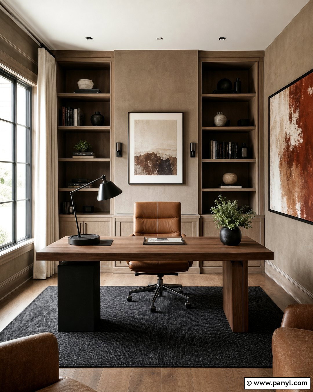 Taupe Limewash Home Office - 25 Taupe Limewash Walls