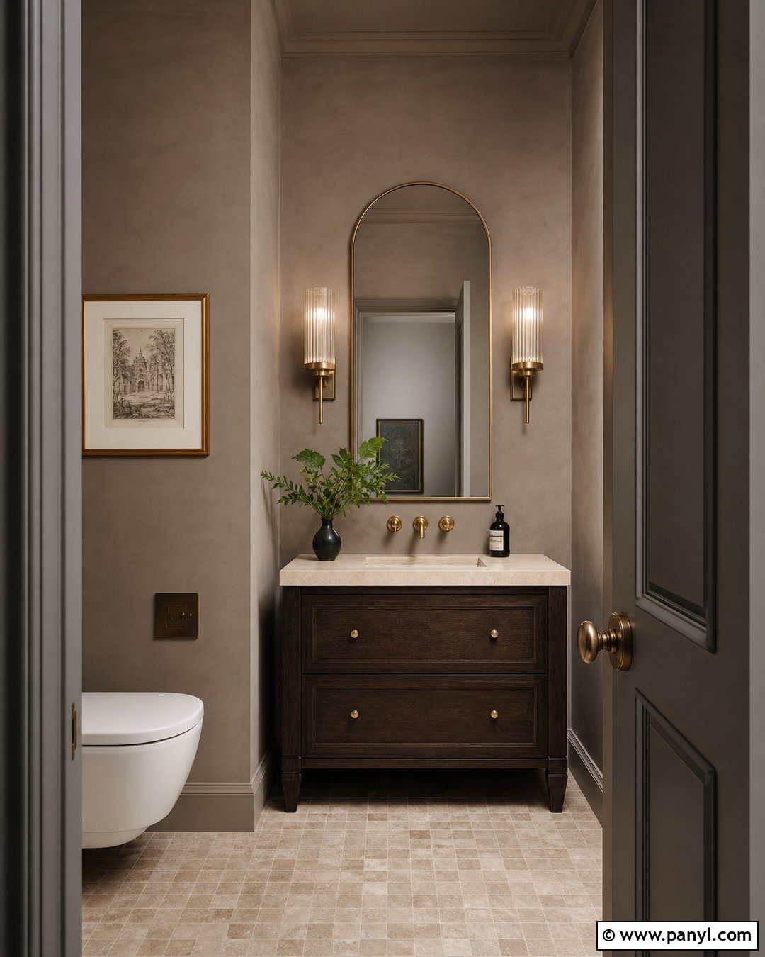 Taupe Limewash Powder Room - 25 Taupe Limewash Walls