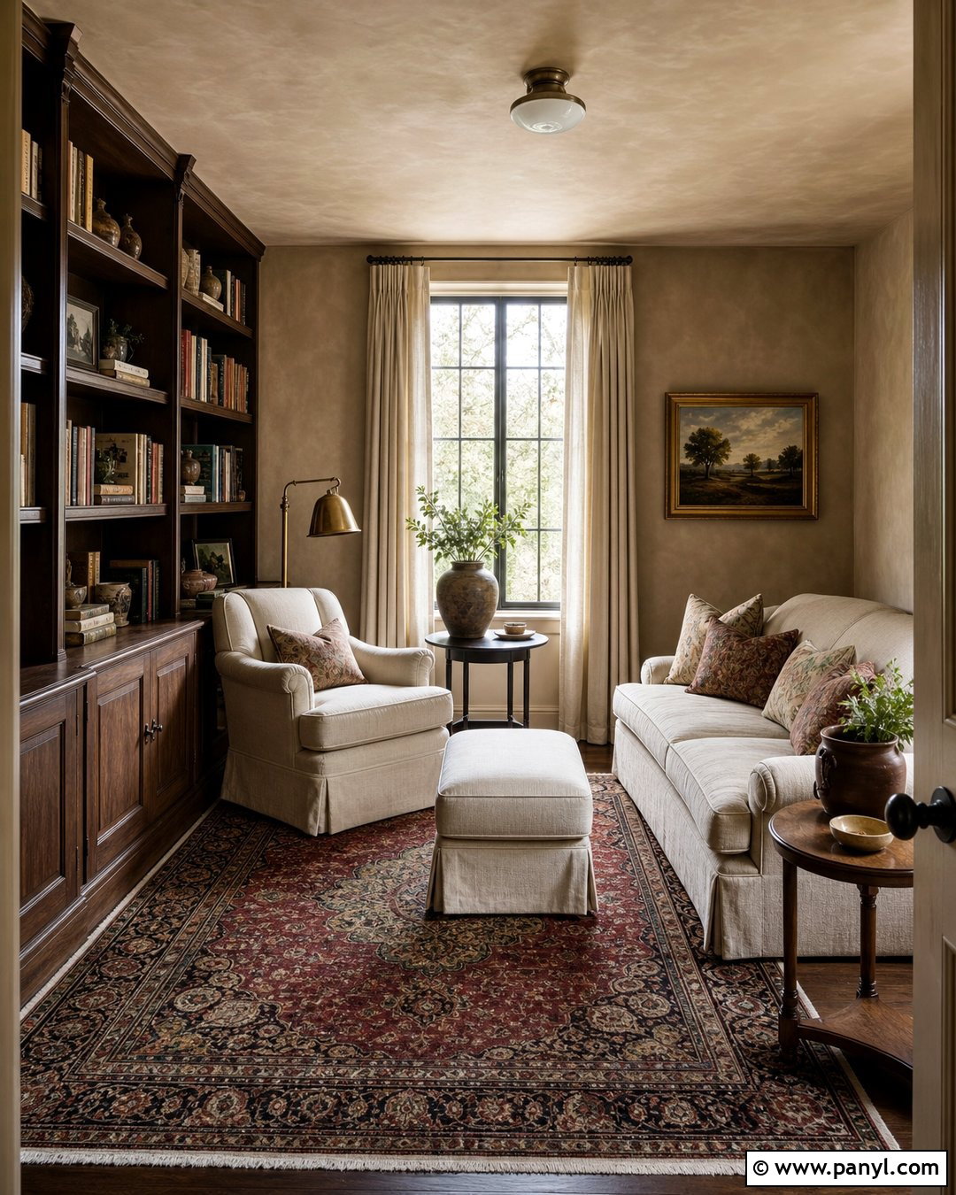 Taupe Limewash Reading Room - 25 Taupe Limewash Walls