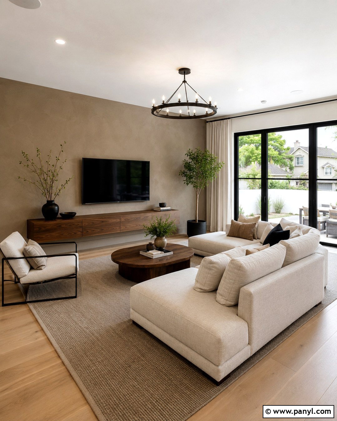 Taupe Limewash TV Wall - 20 Limewash Paint Accent Wall Ideas