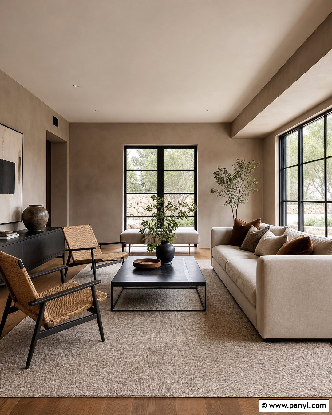 Taupe Limewash With Black Accents - 25 Taupe Limewash Walls