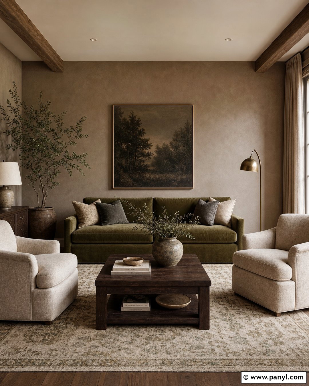 Taupe Limewash With Olive Green - 25 Taupe Limewash Walls