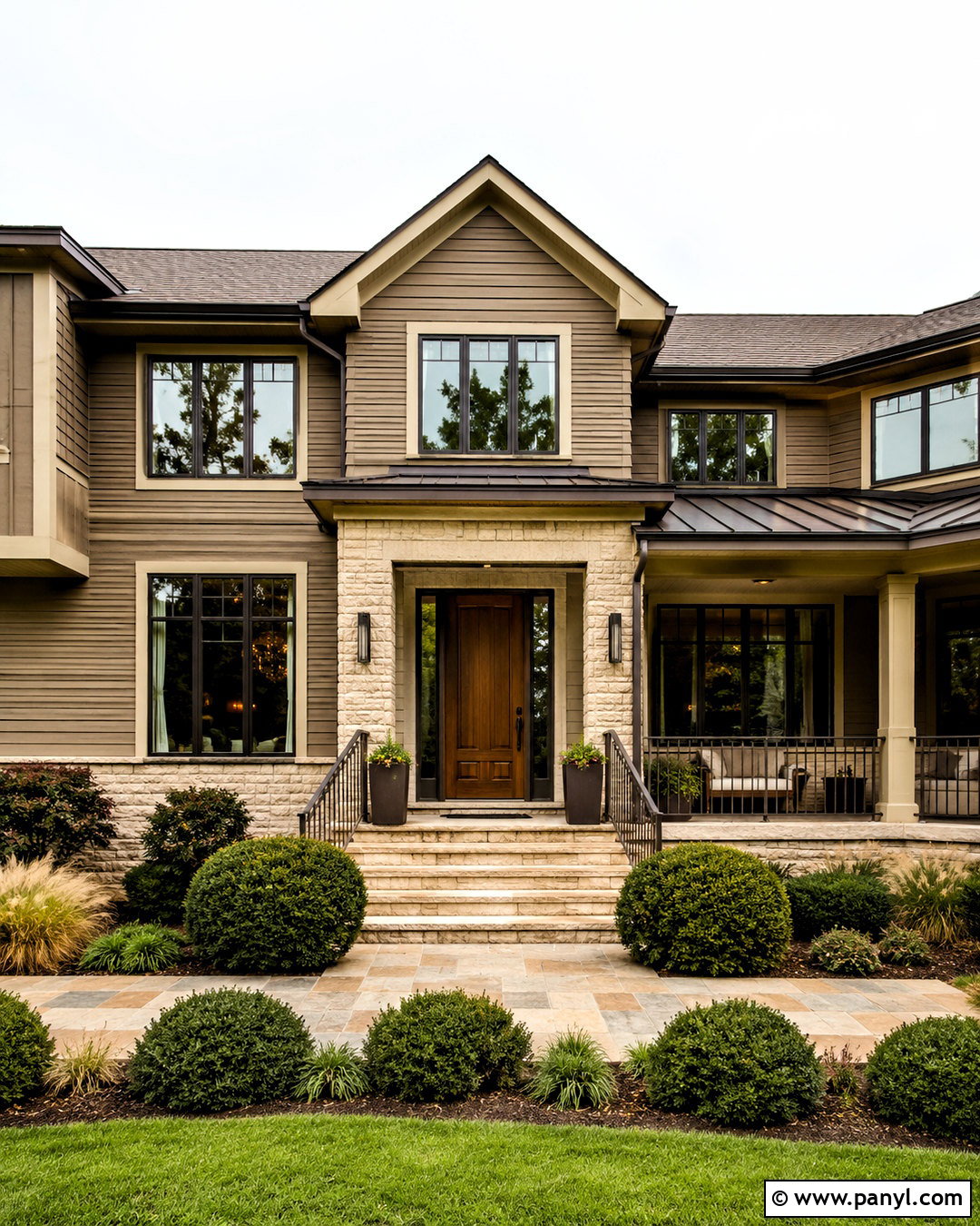 Taupe Outside Wall With Bronze Accents - 20 outside wall painting ideas