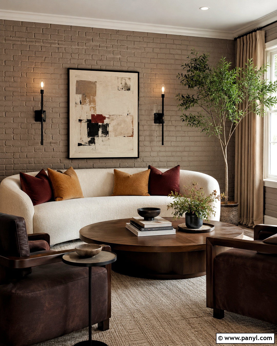 Taupe Painted Brick Wall Living Room - 20 painted brick walls living room ideas