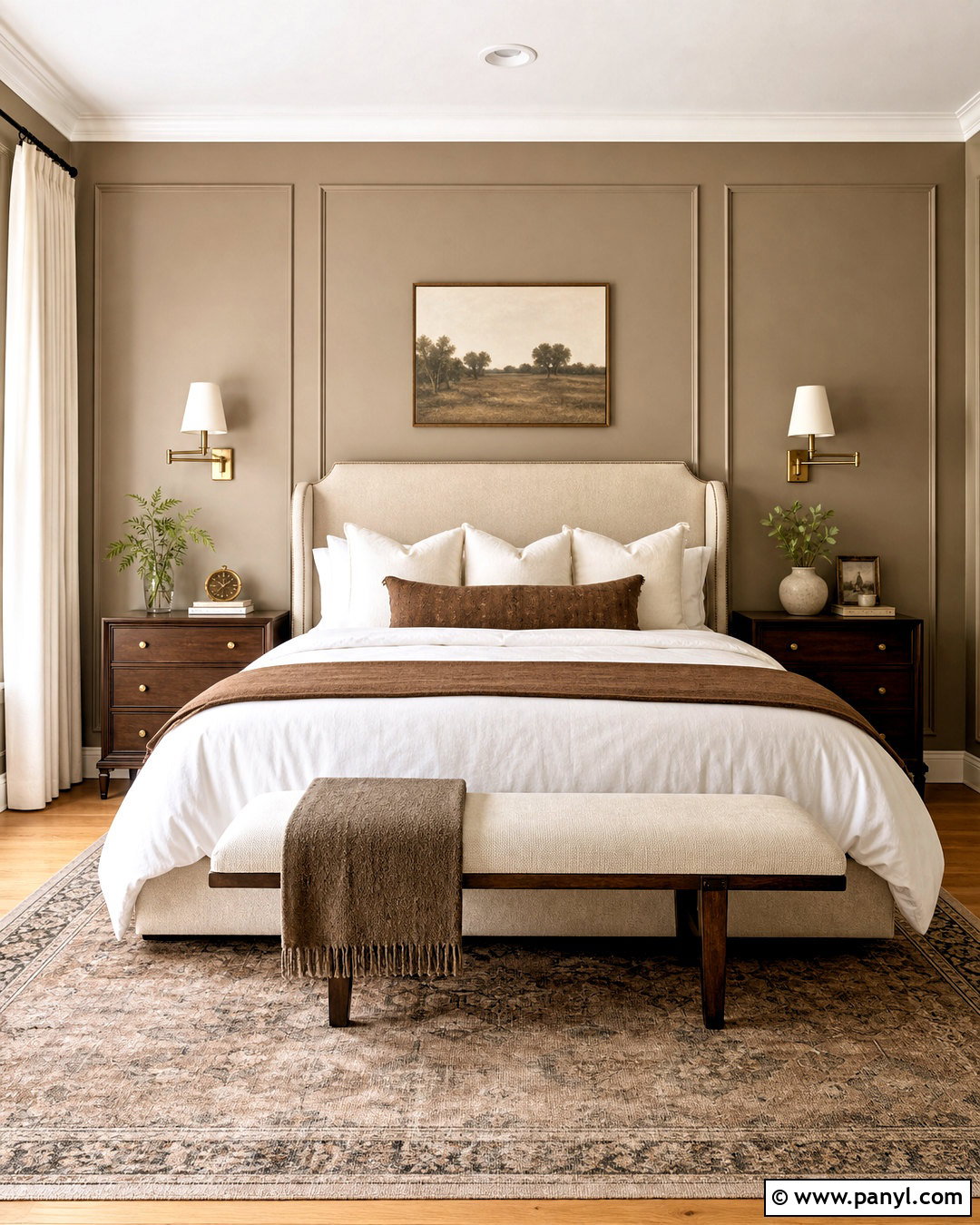 Taupe Paneled Walls Bedroom - 20 taupe walls bedroom ideas