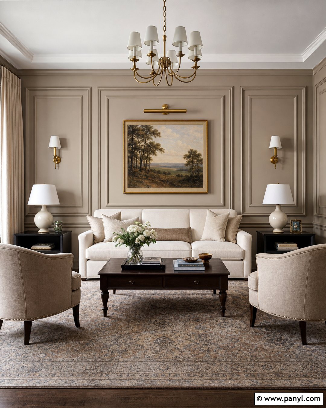 Taupe Picture Frame Molding Wall - 25 Taupe Accent Wall Living Room Ideas