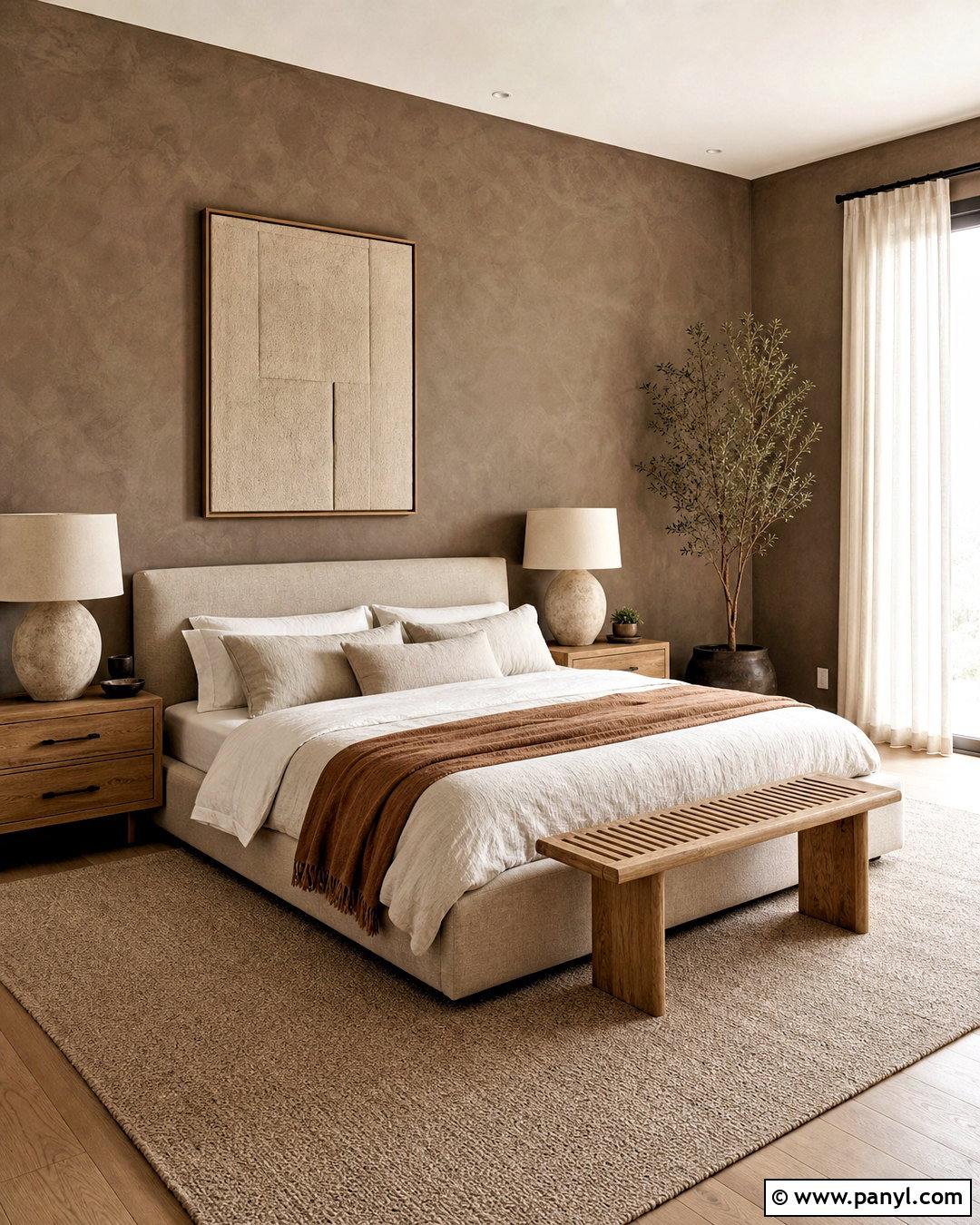 Taupe Roman Clay Bedroom - 20 brown wall texture ideas