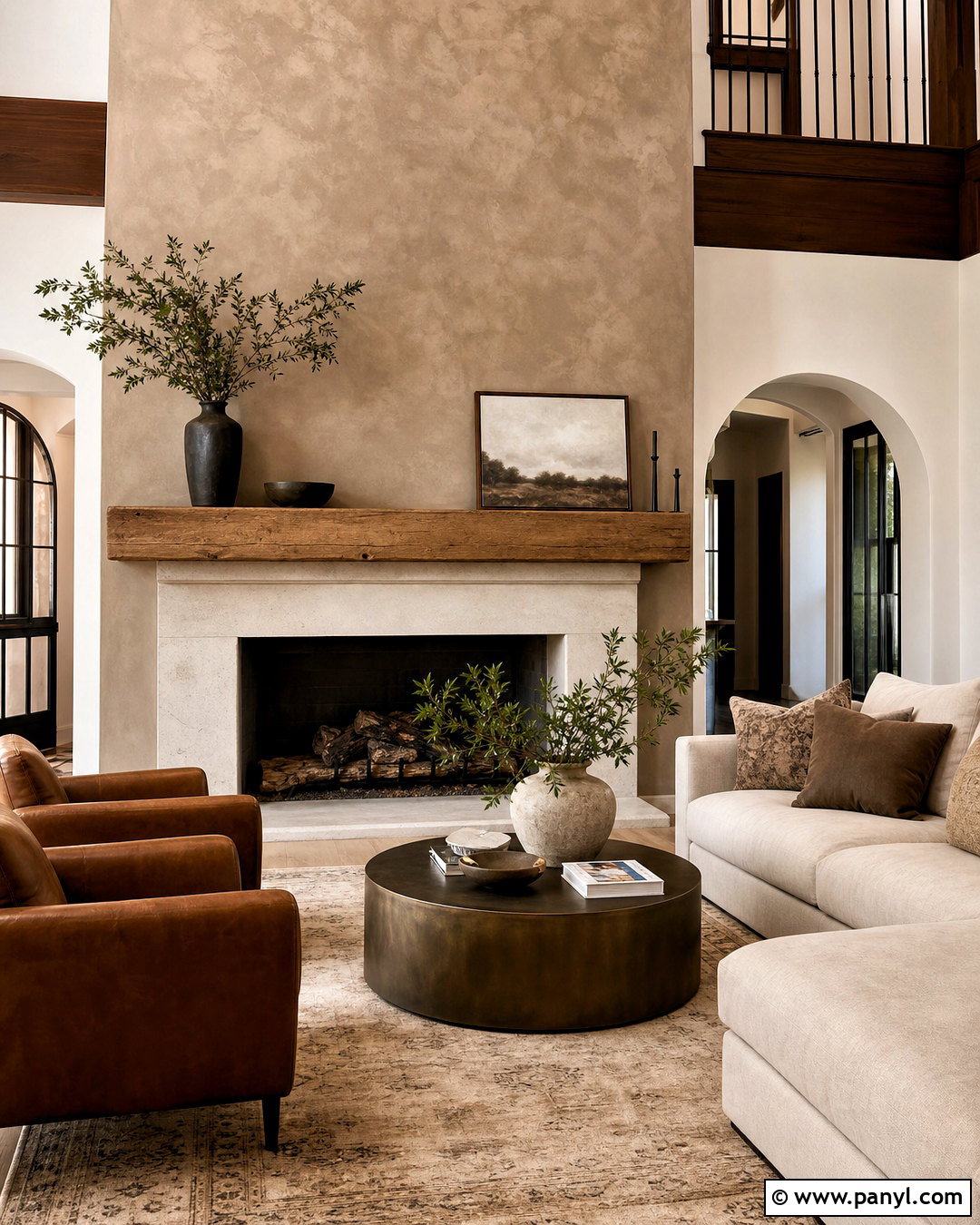 Taupe Roman Clay Fireplace Wall - 20 roman clay walls