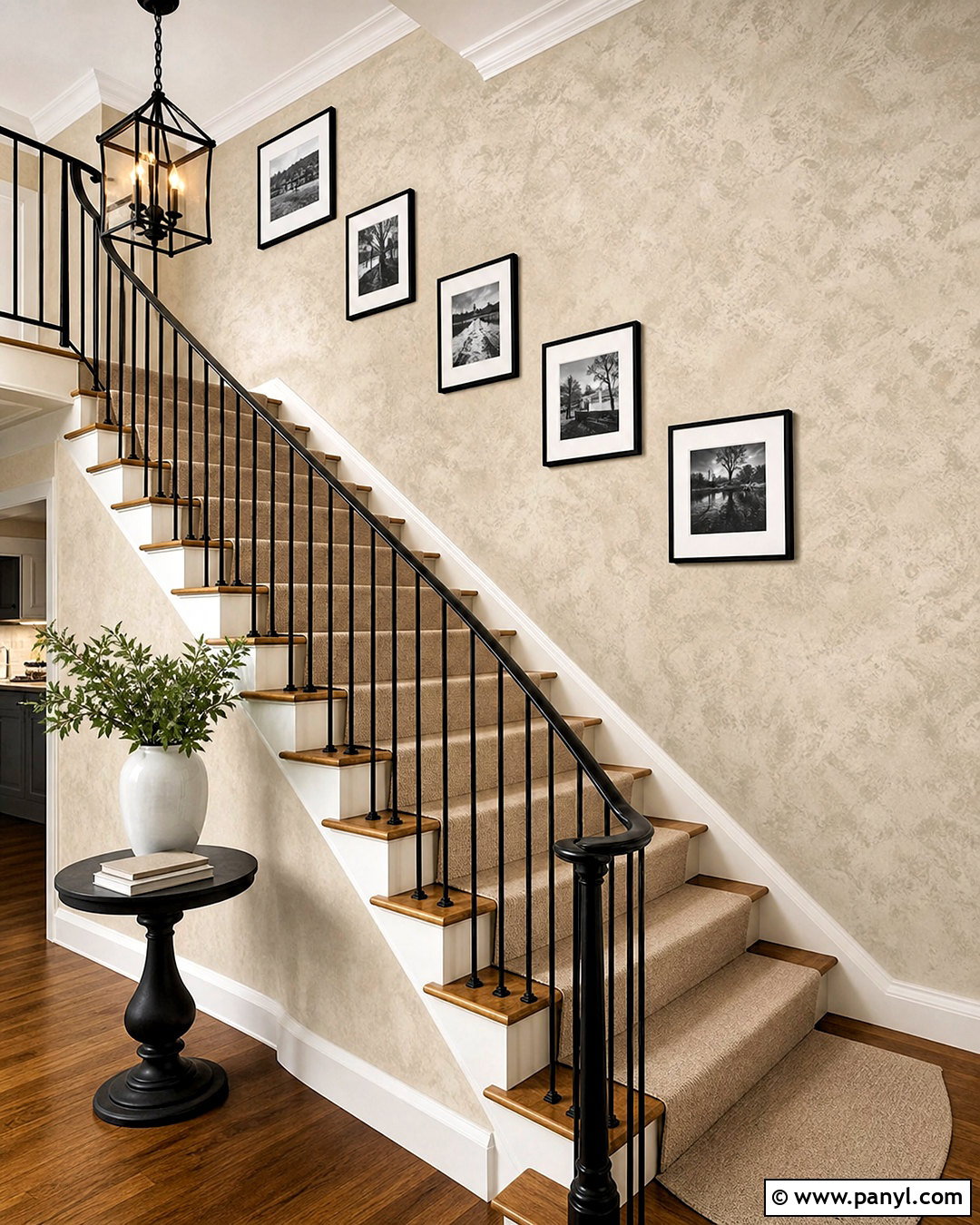Taupe Sponge Painted Stairway Wall - 20 sponge painting walls
