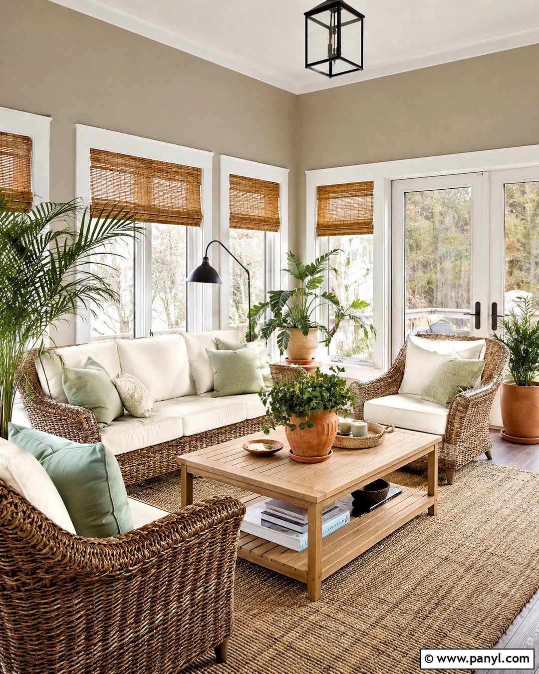 Taupe Sunroom Walls With Woven Furniture - 35 Taupe Wall Color Ideas