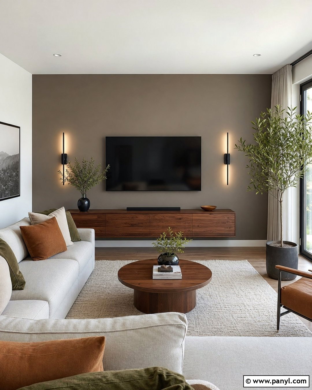 Taupe TV Accent Wall - 25 Taupe Accent Wall Living Room Ideas