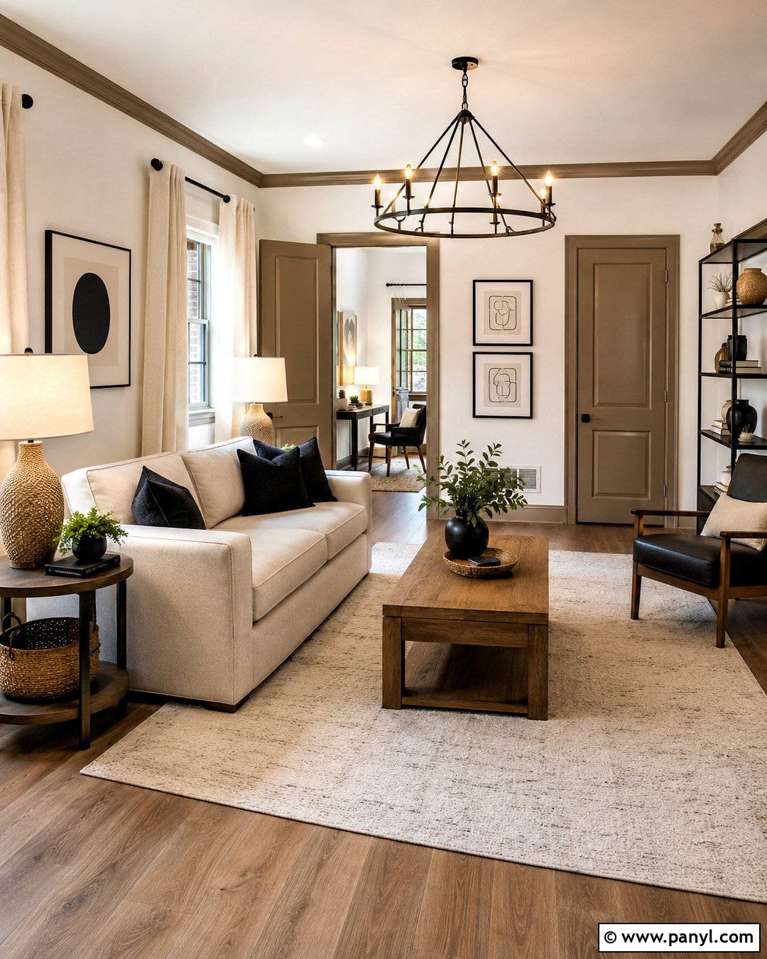 Taupe Trim With Black Accents - 35 Taupe Trim White Walls