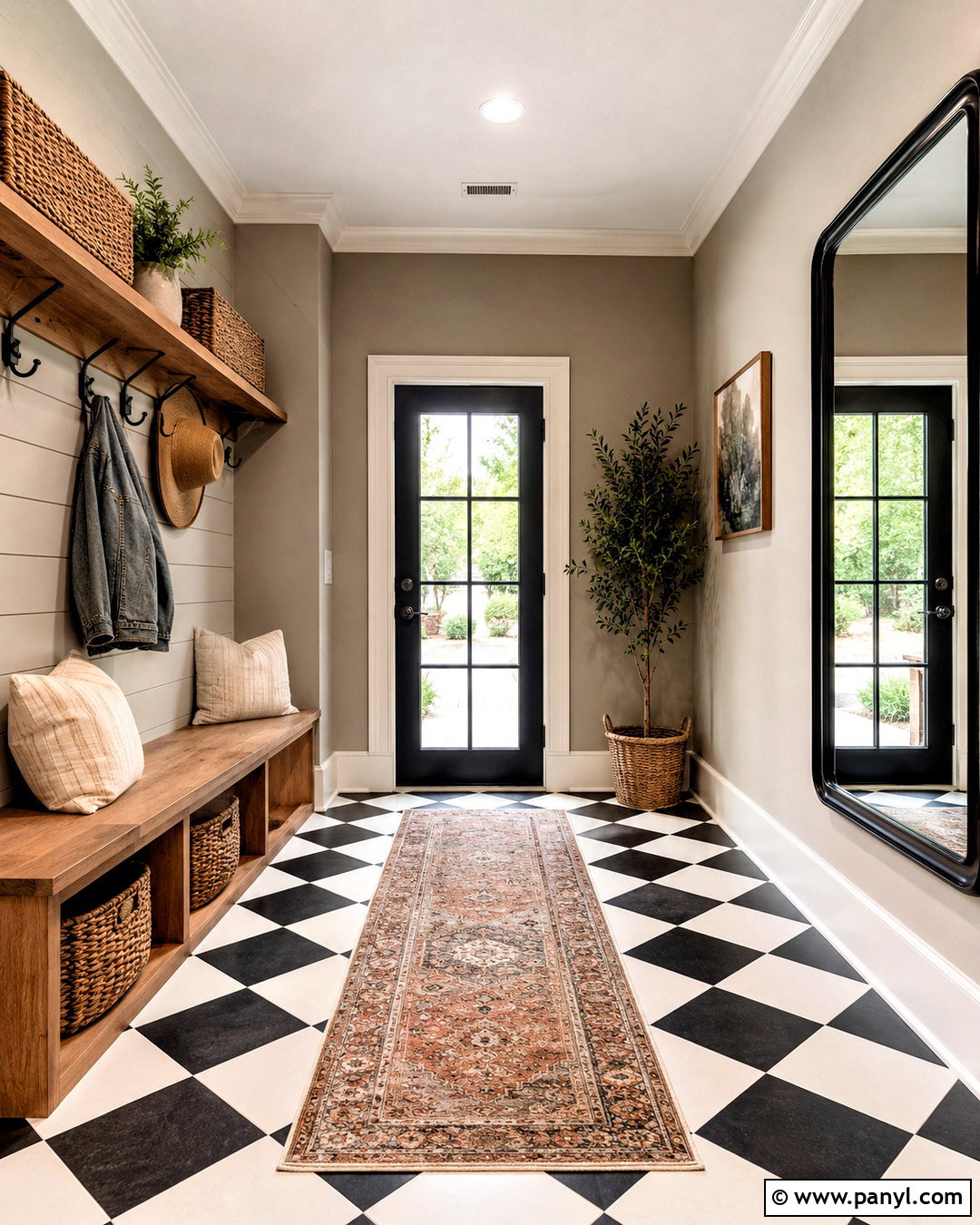 Taupe Wall Color - 20 Wall Color With Black And White Tile Ideas